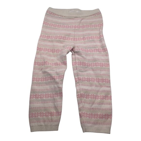 Gymboree Other - Gymboree Sweater Knit Pants Baby Girl 18-24M‎ Pink & White Nordic Pattern Cotton